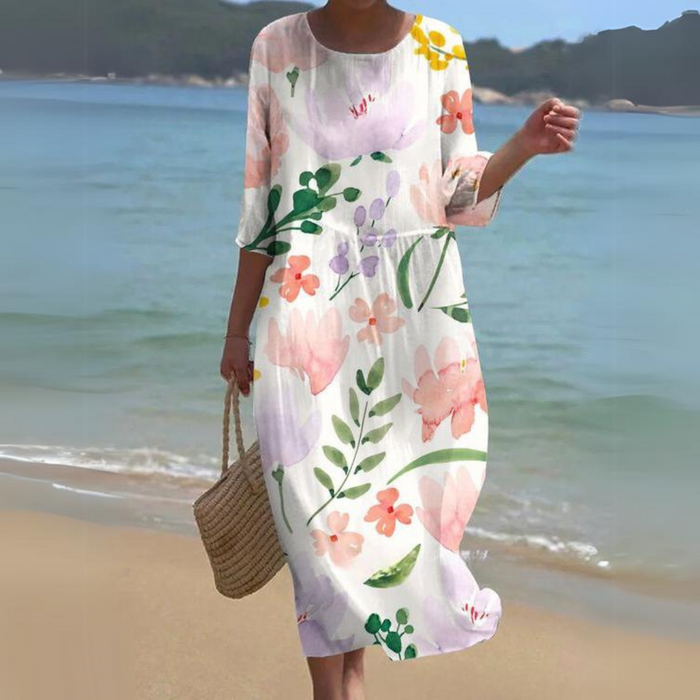 Elegant Floral Print Summer Dress for Women - Comfortable Fit Wedding Guest or Cocktail Dress-3
