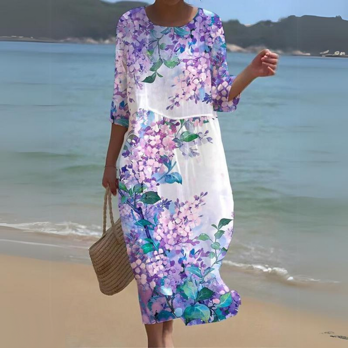 Elegant Floral Print Summer Dress for Women - Comfortable Fit Wedding Guest or Cocktail Dress-6