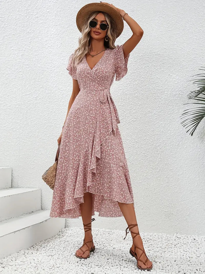 Variant image for Elegant Womens Dress with Flutter Sleeves and Wrap Detail - Perfect for Wedding Guests and Summer Events-1