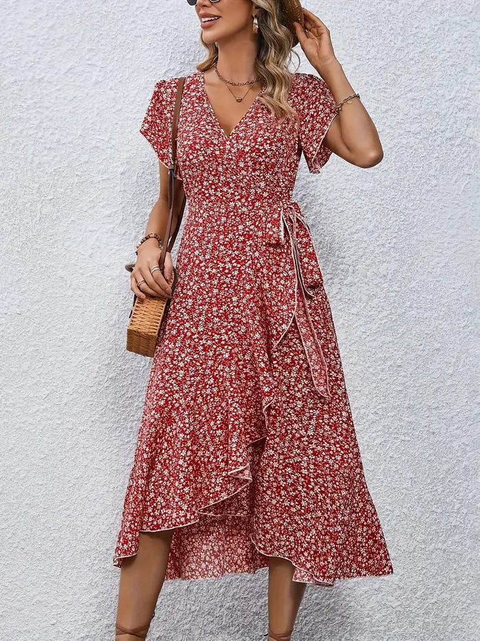 Variant image for Elegant Womens Dress with Flutter Sleeves and Wrap Detail - Perfect for Wedding Guests and Summer Events-6