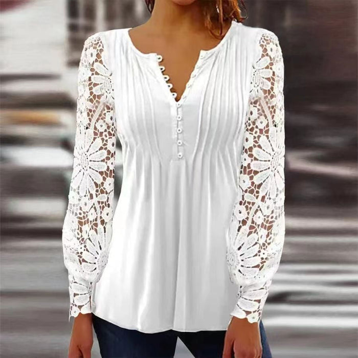 Elegant Women's Top in Breathable Cotton Blend, Flattering Fit Blouse for Work and Leisure-3