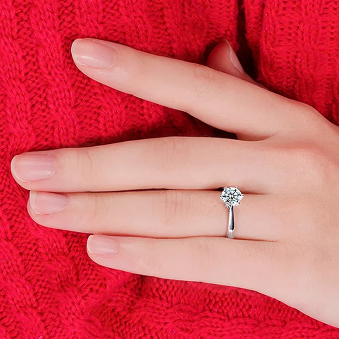 Engagement Ring Sterling Silver Solitaire Ring Austrian Crystal Fall 2026 Timeless Sparkle Gift Idea