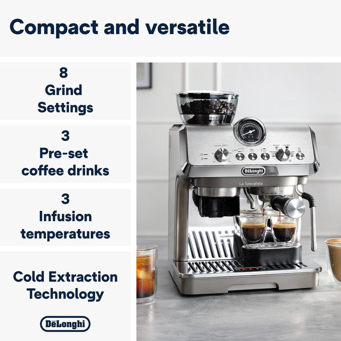 Espresso Pump Coffee Machine 1450W Cold Brew Function Milk Frother Titanium — view 4