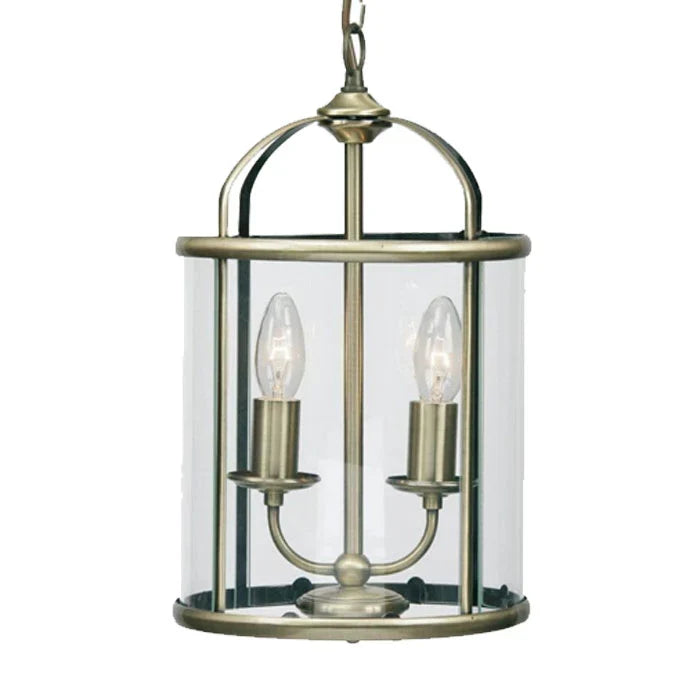 Fern Ceiling Lantern Antique Brass 2 Light