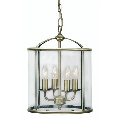 Fern Ceiling Lantern Antique Brass 4 Light