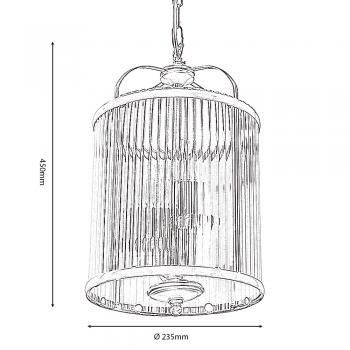 FERN  LANTERN WITH RIBBED GLASS