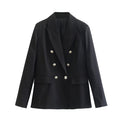 Fitted women's blazer - double-breasted, polished silhouette, polyester, autumn office wear