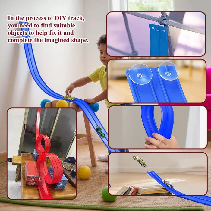 Flexible DIY Double Race Track Set Compatible 1/64 Cars – Kids Ramp Toy Back to School 2026