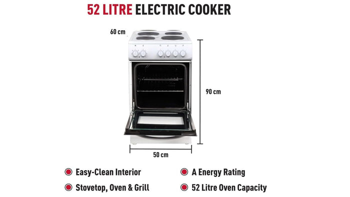 Freestanding Electric Cooker 52L 50cm White — view 2