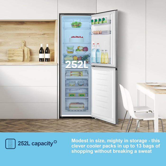 Freestanding Fridge Freezer 252L 50/50 No Frost LED Silver — view 5