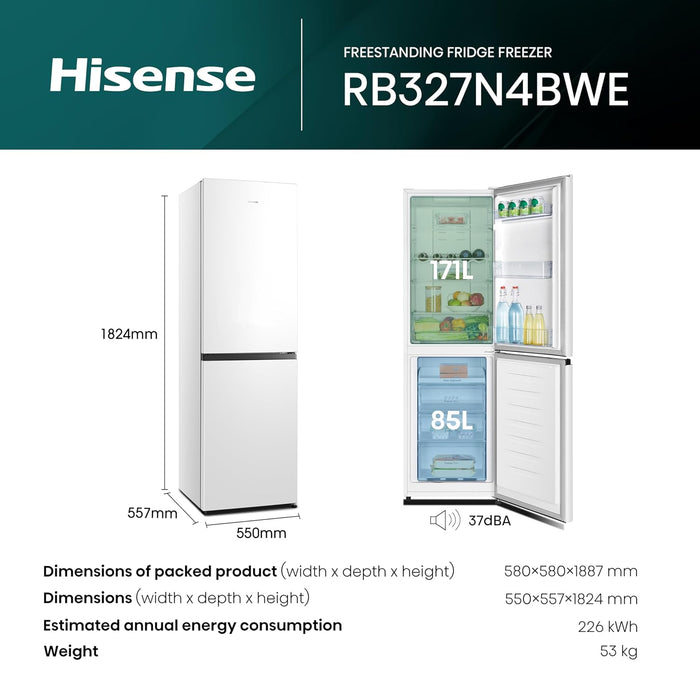 Freestanding Fridge Freezer 256L 50/50 Frost Free White — view 3