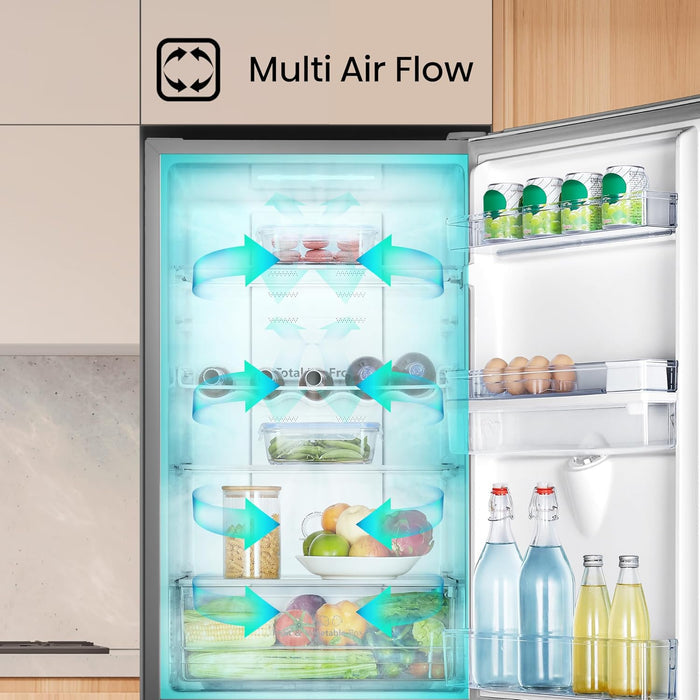 Freestanding Fridge Freezer 256L Total No Frost Water Dispenser Silver — view 5