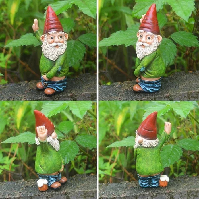 Garden Gnome Statue Urinating Outdoor Decor Christmas Holiday Garden Ornament Whimsical Gift Idea