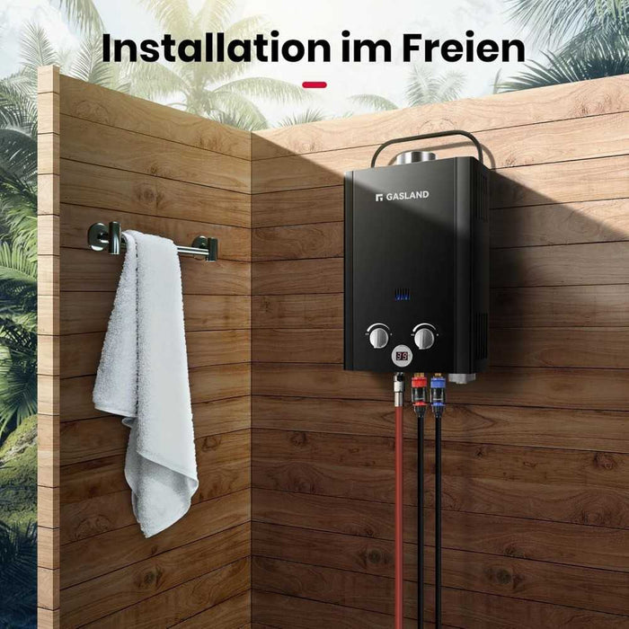 GASLAND Propan Gas Durchlauferhitzer mit Wasserpumpe - 6L 50 mbar