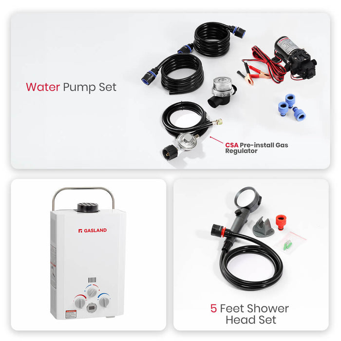 GASLAND Propane Tankless Water Heater with Water Pump - 1.58GPM 6L Digital Screen