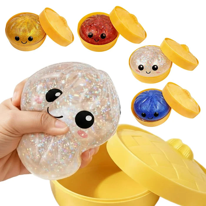 Glitter Bun Fidget Toy Kawaii Dumpling Squeeze Dough Ball Desk Toy Viral Fall 2026 Gift Stress Relief