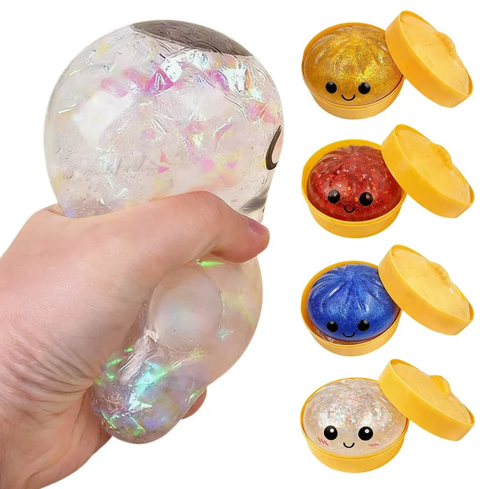 Glitter Bun Fidget Toy Kawaii Dumpling Squeeze Dough Ball Desk Toy Viral Fall 2026 Gift Stress Relief