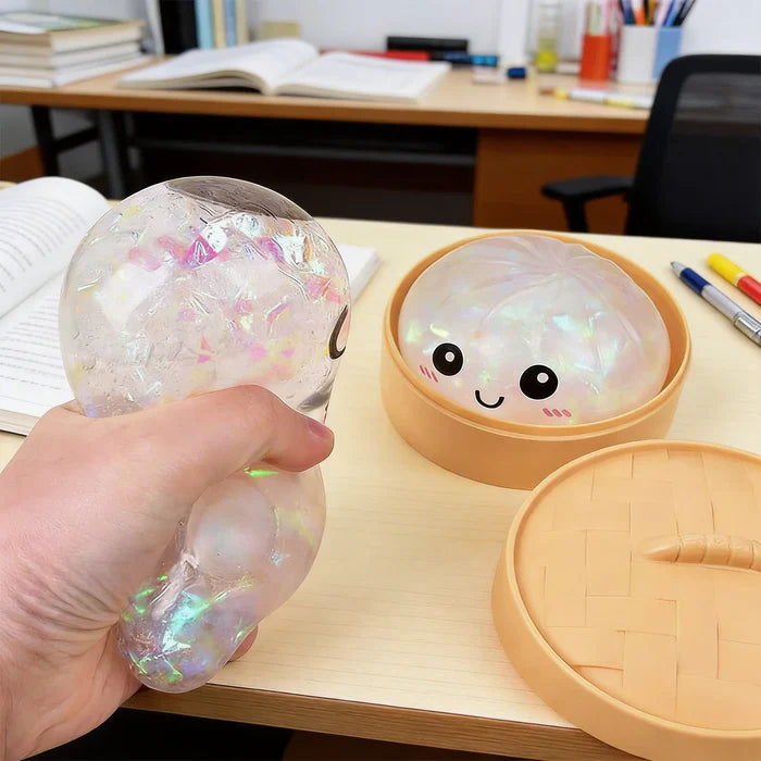 Glitter Bun Fidget Toy Kawaii Dumpling Squeeze Dough Ball Desk Toy Viral Fall 2026 Gift Stress Relief