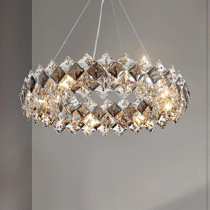 Gold Grey Round Crystal light Modern Crystal Chandelier
