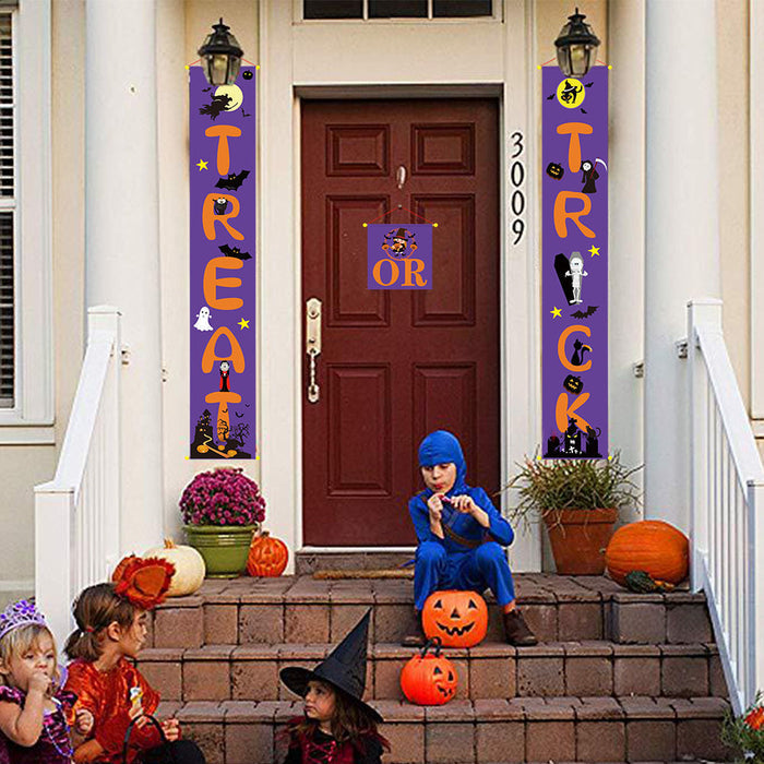 Halloween Door Banner Couplets Outdoor Black Red Decor