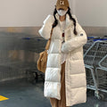 Insulating Women Long Puffer Coat - Relaxed Cotton Winter