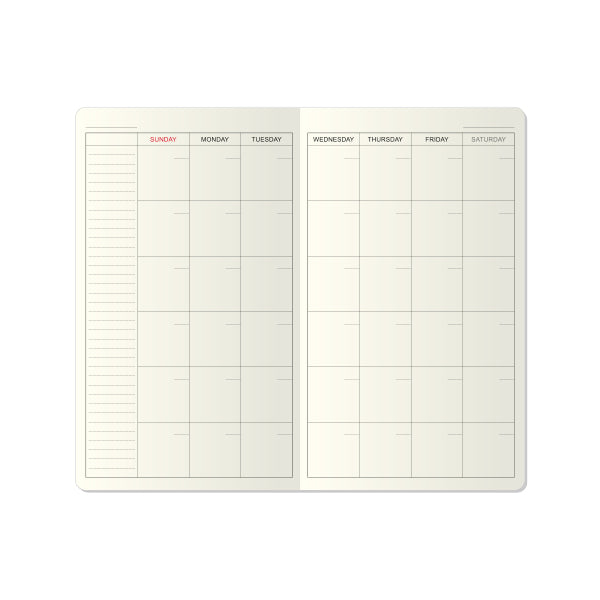 Itoya Free Diary, Monthly Block, Sunday Start