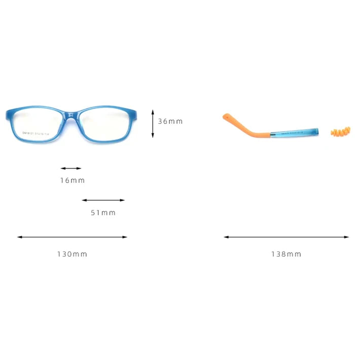 Kids Glasses Square Frame TR90 Ultralight Blue Light Blocking 20-90% Back to School 2026