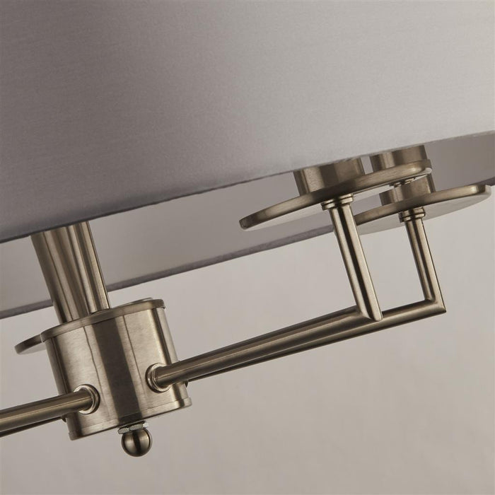 KNIGHTSBRIDGE 5LT PENDANT - SATIN SILVER & FAUX SILK SHADE
