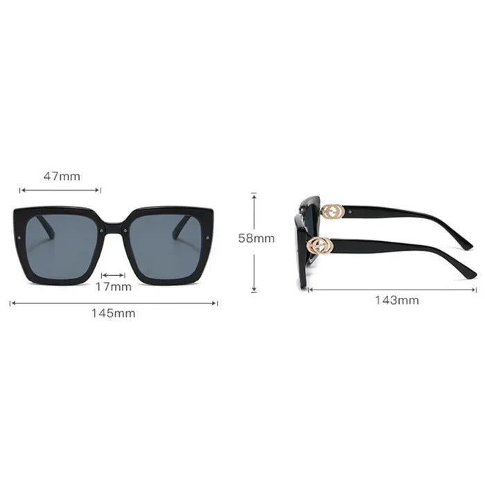 Large Frame Square Sunglasses Women Designer UV400 Travel Eyewear Outdoor Fashion