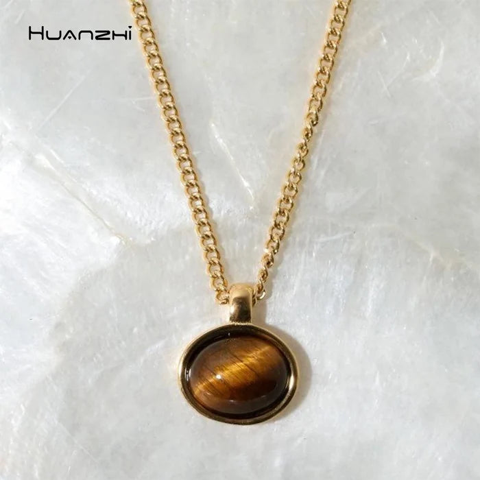 Layered Gold Tone Necklace Set With Resin Stone Pendants Boho Statement Jewelry Gift Idea Fall 2026