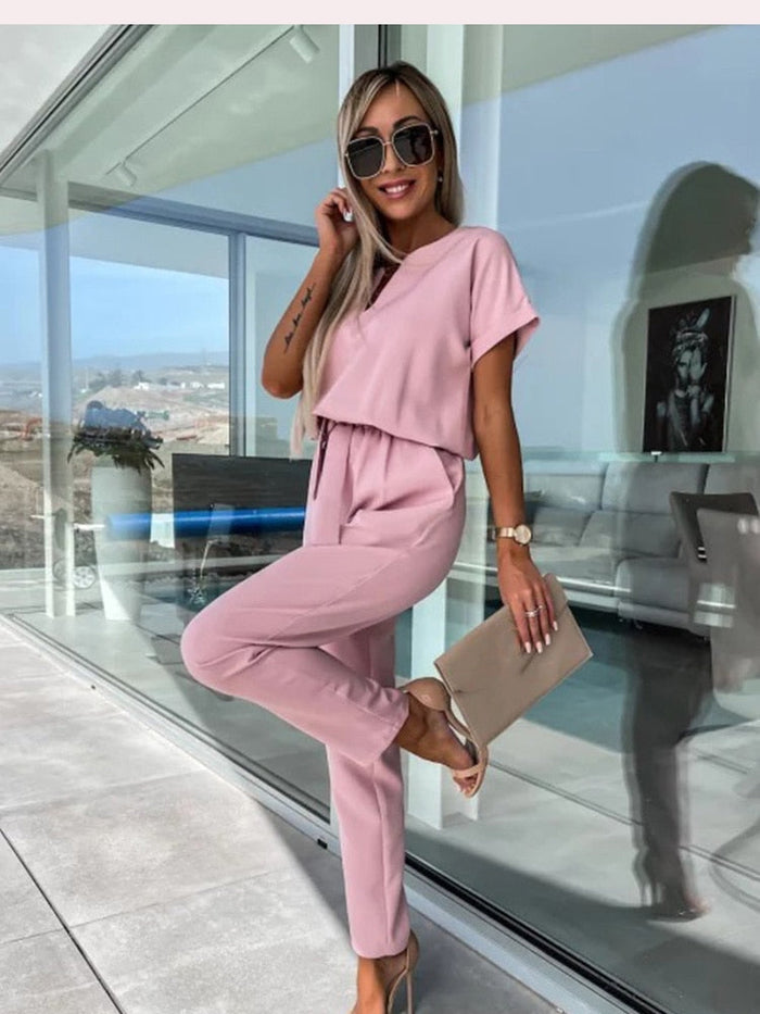 Lightweight & flattering women's jumpsuit – short sleeve, soft fabric, for versatile occasions 3