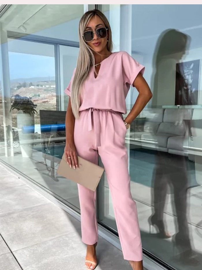 Lightweight & flattering women's jumpsuit – short sleeve, soft fabric, for versatile occasions 7