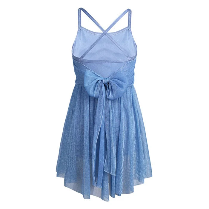 Lightweight Girls’ Dance Dress – Lyrical, Glitter Mesh, Polyester, For Ballet, Gymnastics