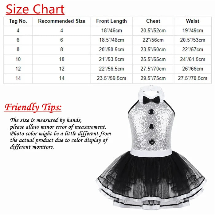 Lightweight girls' leotard - sequined skirted tutu, polyester, for ballet and dance performances