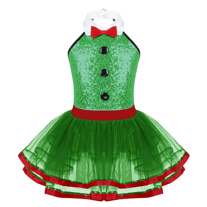 Lightweight girls' leotard - sequined skirted tutu, polyester, for ballet and dance performances