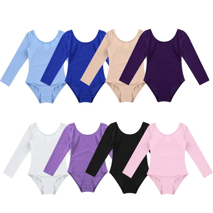 Lightweight Girls' Leotard – Long-Sleeve Ballet, Polyester, For Dance Class And Practice