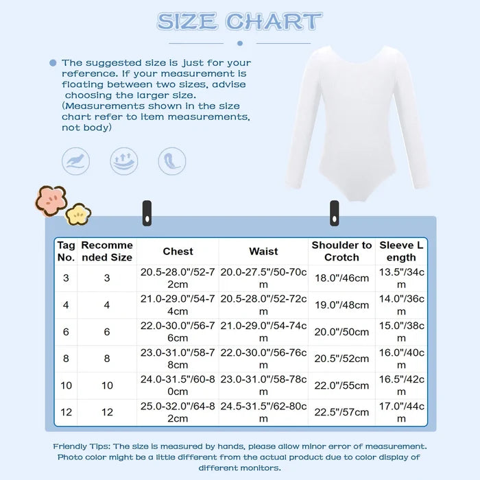 Lightweight Girls' Leotard – Long-Sleeve Ballet, Polyester, For Dance Class And Practice
