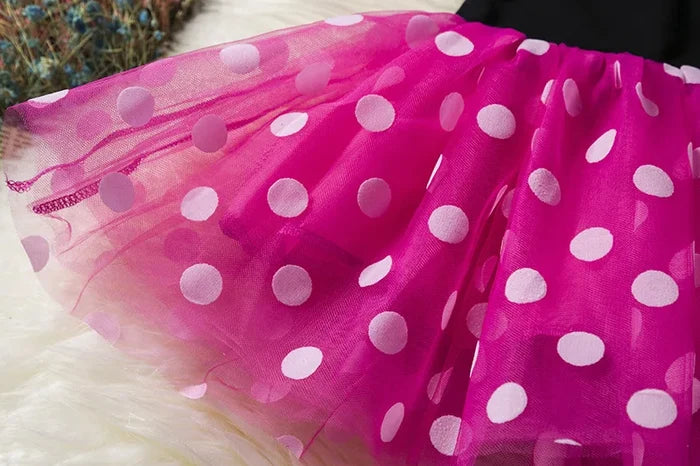 Lightweight girls' Minnie Mouse dress – knee-length polka-dot tutu, cotton-polyester-voile, birthday party