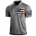 Lightweight men's polo shirt - classic polo, 3D American flag print, casual everyday wear