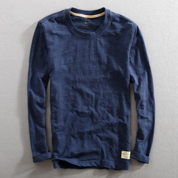 Lightweight Men's Pullover - Crew Neck, Slub Cotton, Casual