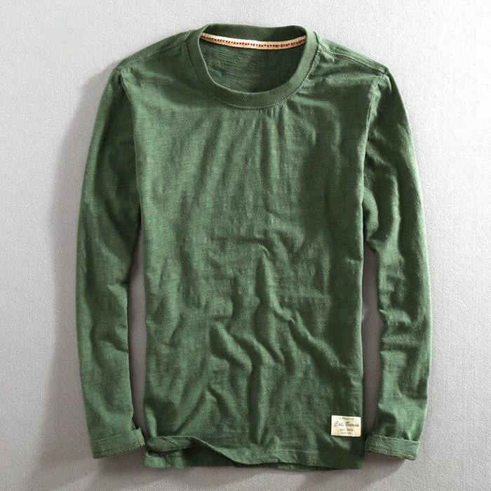 Lightweight Men's Pullover - Crew Neck, Slub Cotton, Casual