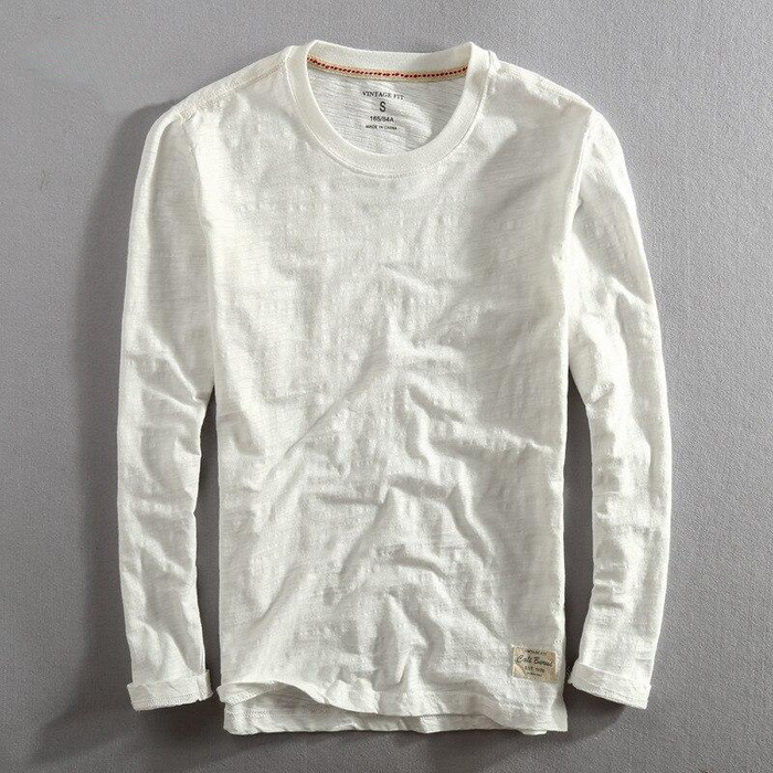 Lightweight Men's Pullover - Crew Neck, Slub Cotton, Casual