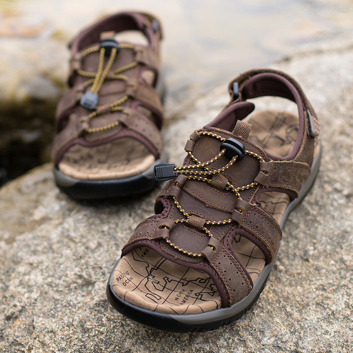 Lightweight men's sandals - open-toe, microfiber leather, casual summer footwear
