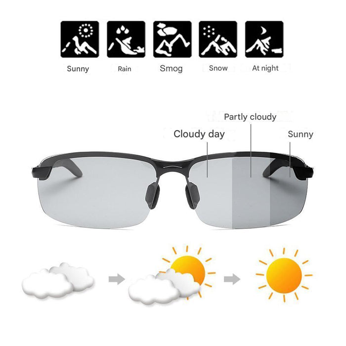 Hochwertige selbsttönende polarisierte Brille für Herren und Damen – flexibles Design, Metallrahmen, für Tag und Nacht 6