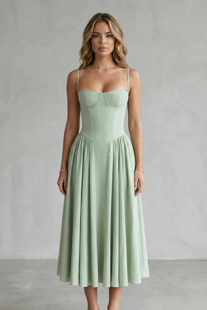 Lightweight Women's Dress - bustier bodice, A-line skirt, polyester, for spring events