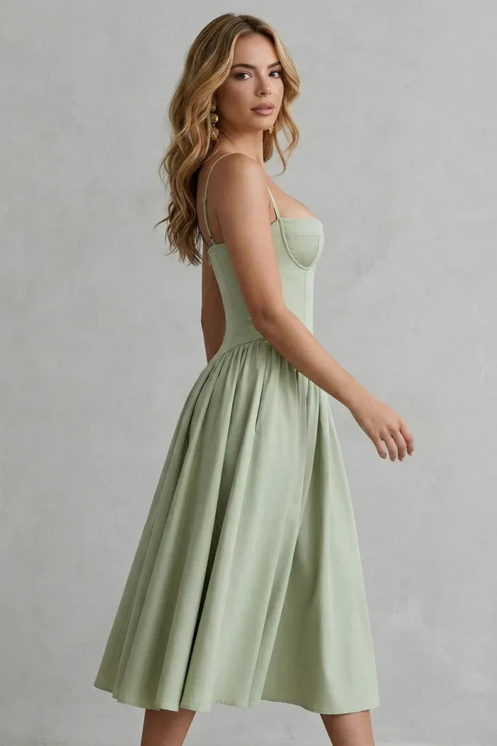 Lightweight Women's Dress - bustier bodice, A-line skirt, polyester, for spring events