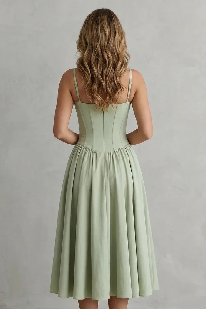 Lightweight Women's Dress - bustier bodice, A-line skirt, polyester, for spring events