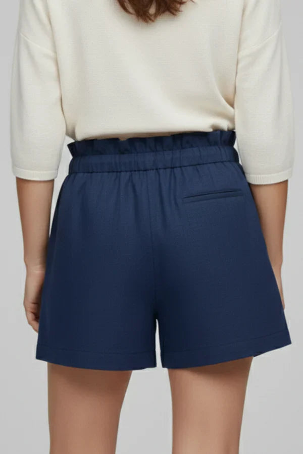 Lightweight women's shorts – high waist lace-up, loose wide-leg, cotton, versatile casual wear