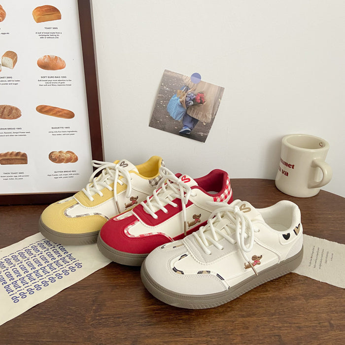 Lightweight women's sneakers - color-blocked, versatile, PU, casual commuting hiking