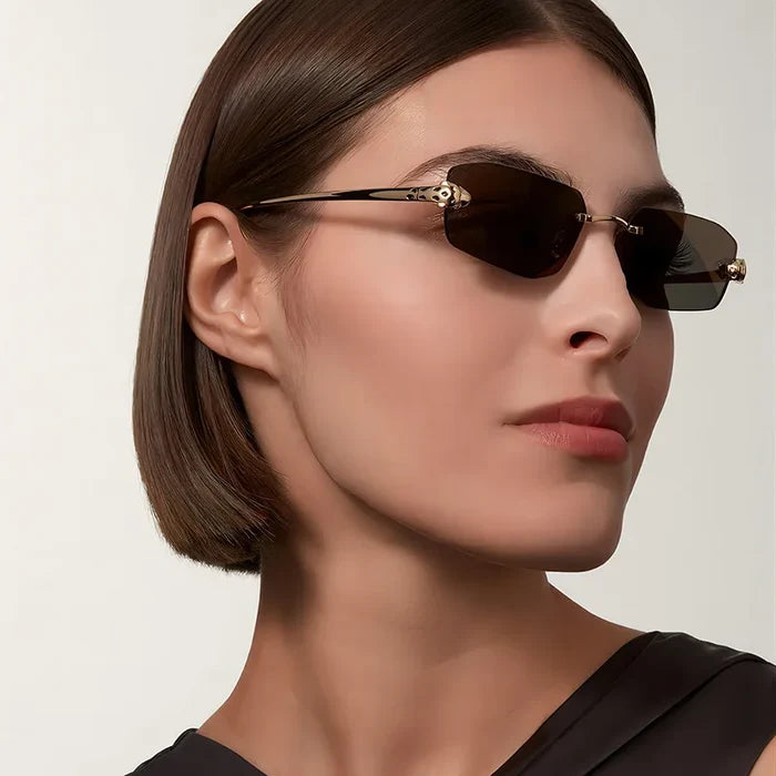 Leichte Damen Sonnenbrille – rahmenloses polygonales Design, Kunststoff, für den Sommer 2